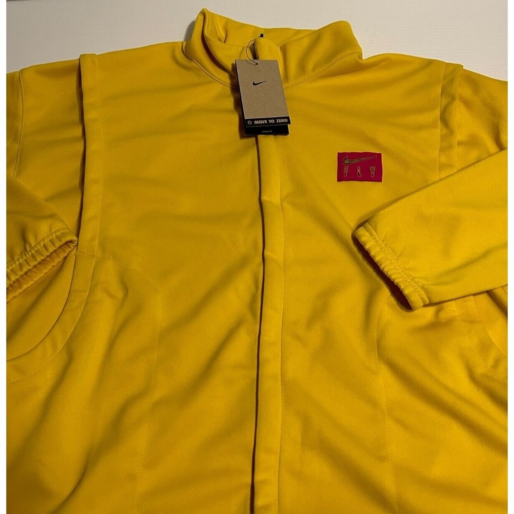 New Nike Women Dri-Fit Vivid Sulfur Yellow Retro Fly Zip Basketball Jacket XXL - Picture 2 of 10